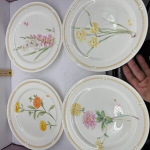 Mikasa Salad Plates White Floral Bone China Nature's Garden Set of 4